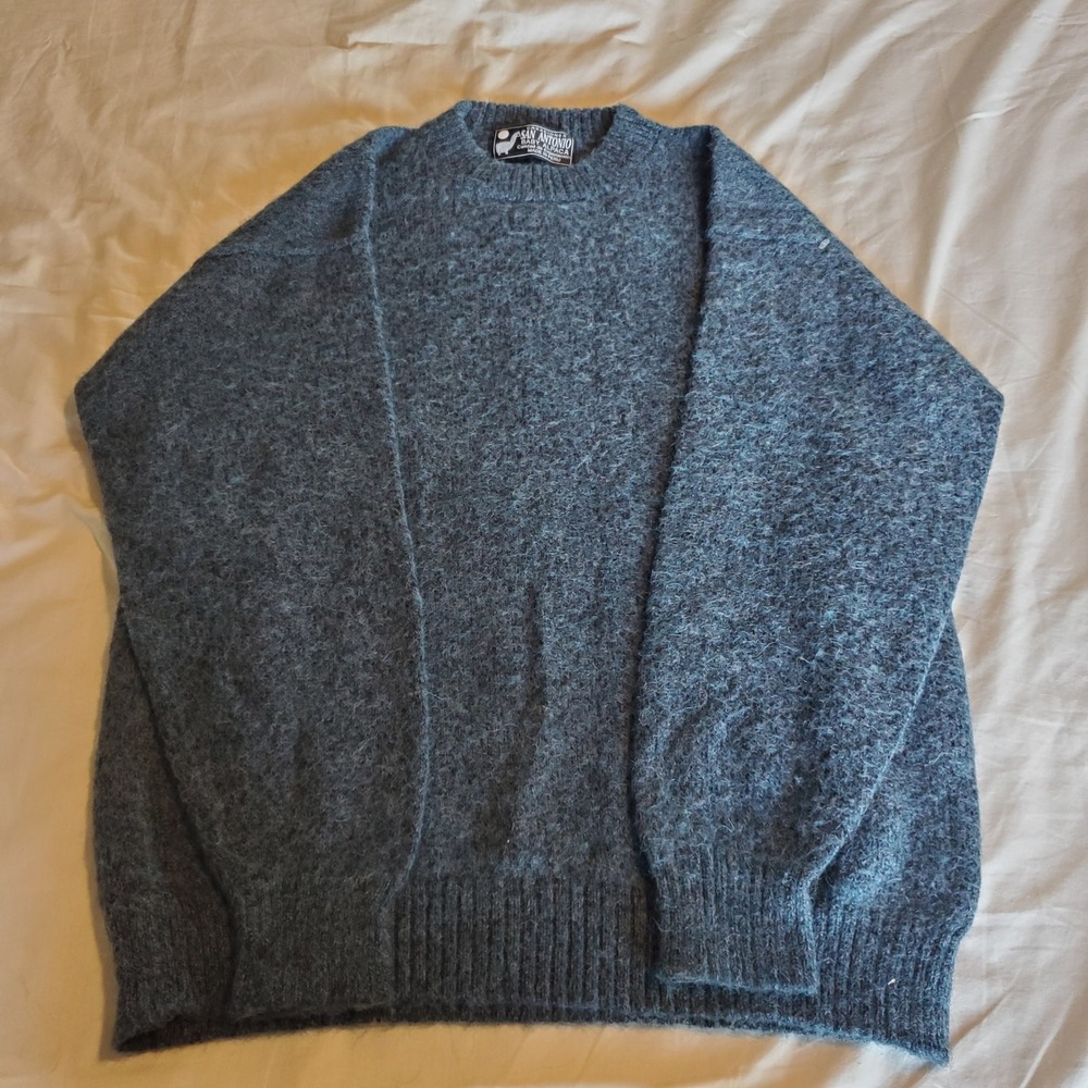 San Antonio Baby Alpaca Sweater Blue Crew Neck Knit Pullover Made in Peru - Picture 8 of 8